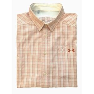HURLEY Men's X-Large Fitted Fit Pink Peach Button Down Short Sleeve Shirt